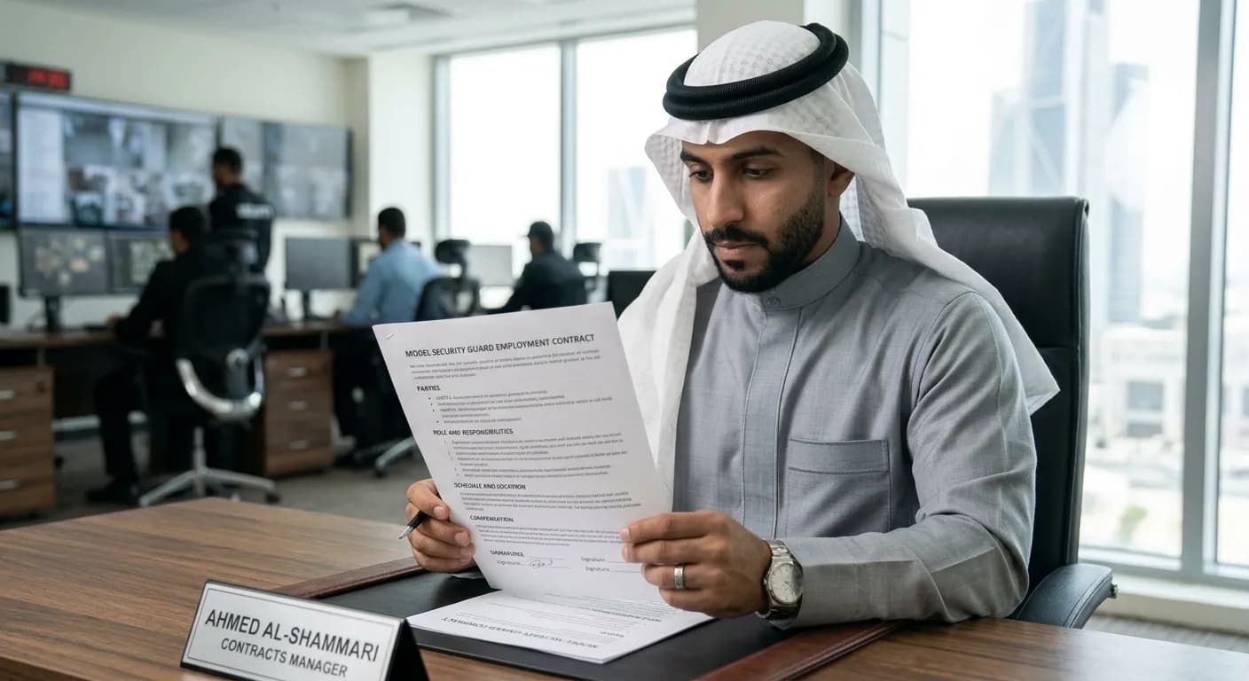نموذج عقد عمل للحراسات الأمنية