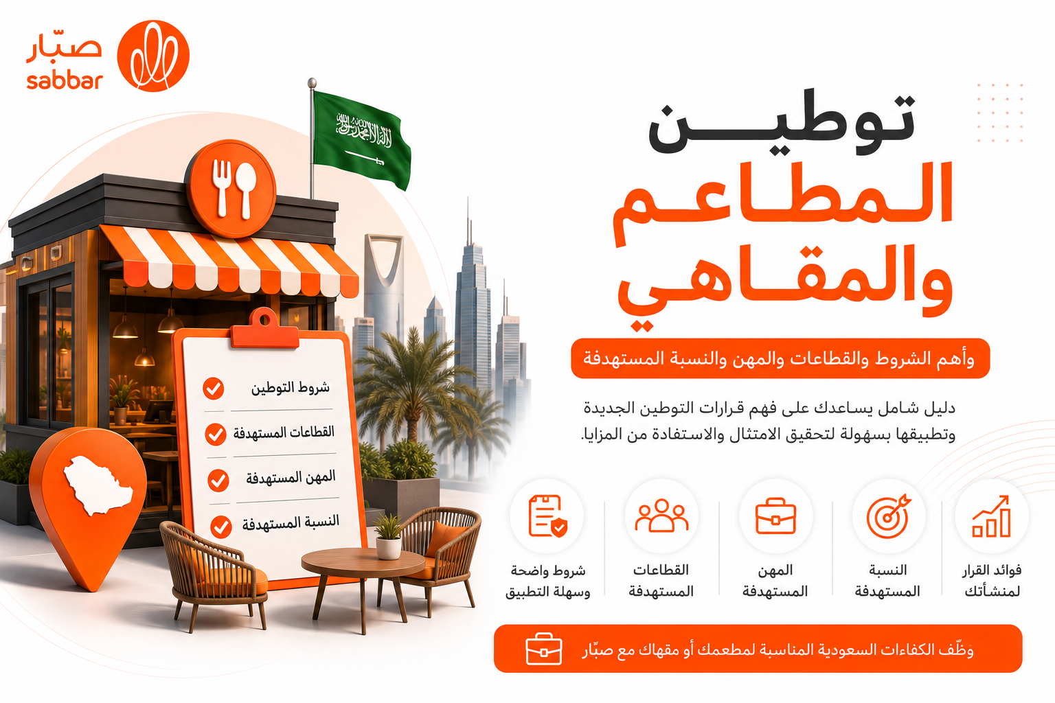 دليل توطين المطاعم والمقاهي وأهم الشروط والقطاعات والمهن والنسبة المستهدفة