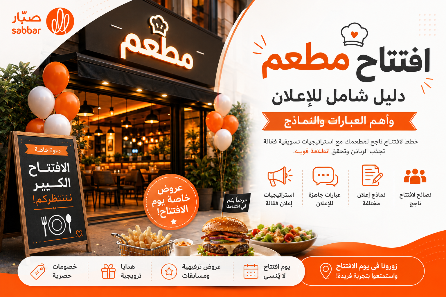 افتتاح مطعم - دليل شامل للإعلان وأهم العبارات والنماذج