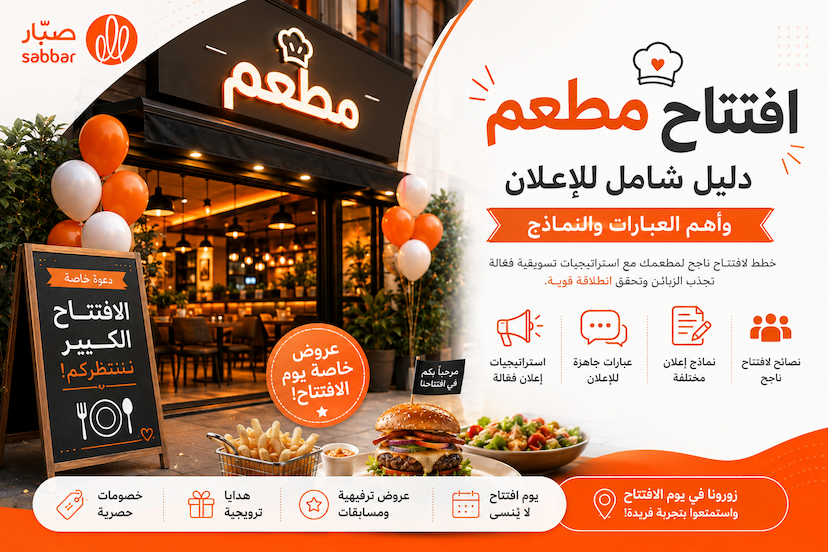 افتتاح مطعم - دليل شامل للإعلان وأهم العبارات والنماذج